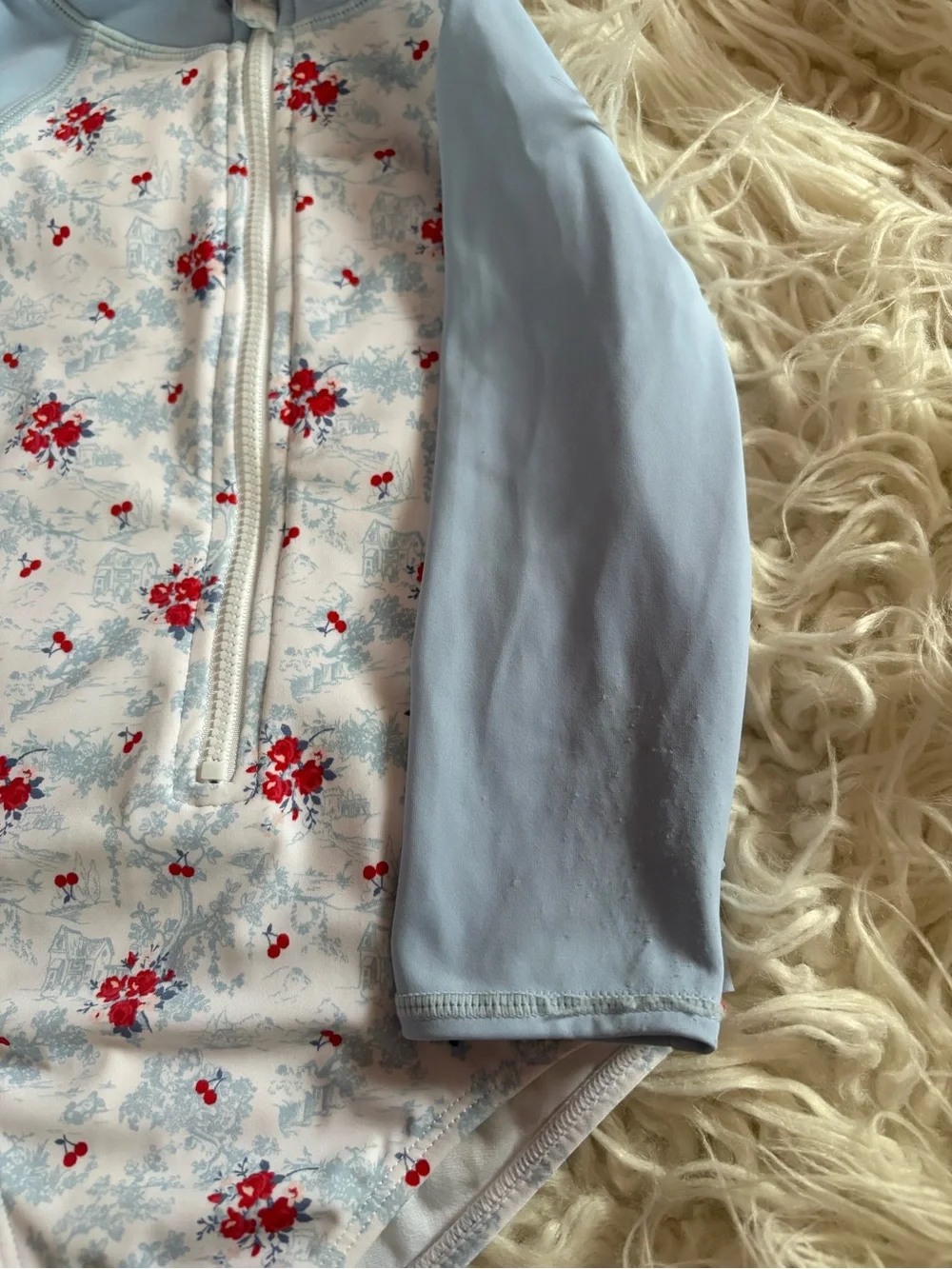 Janie and Jack Cherry Toile Long Sleeve Rash Guard Swimsuit 18-24 Months